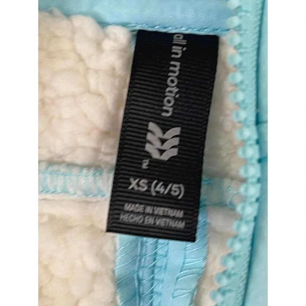 All In Motion Kids Softshell Jacket Light Blue Sherpa Lined Hooded XS 4/5 NWT